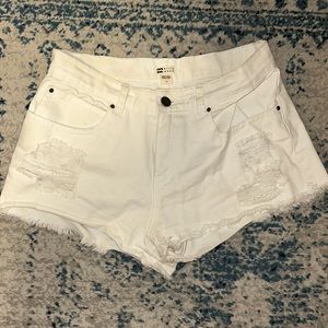 White denim distressed jean shorts size 28 billabong